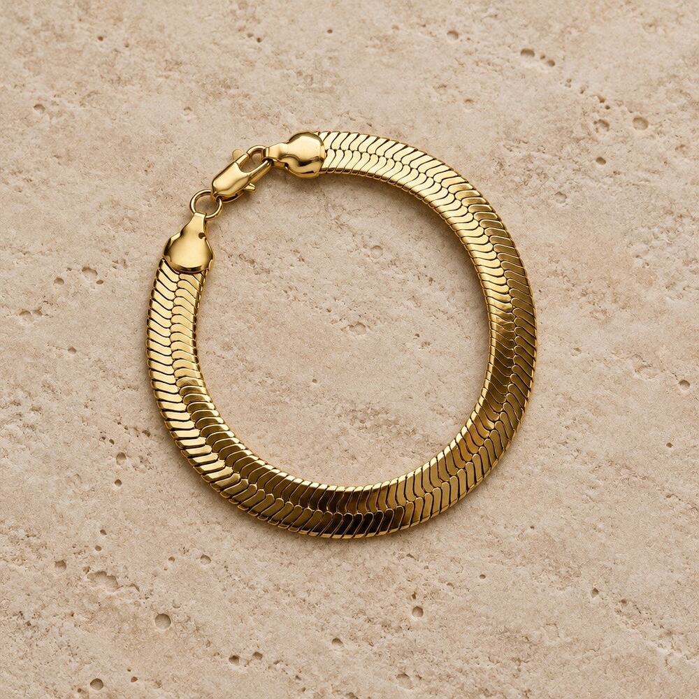 14K Gold-Plated Fluid Herringbone Statement Mesh Bracelet